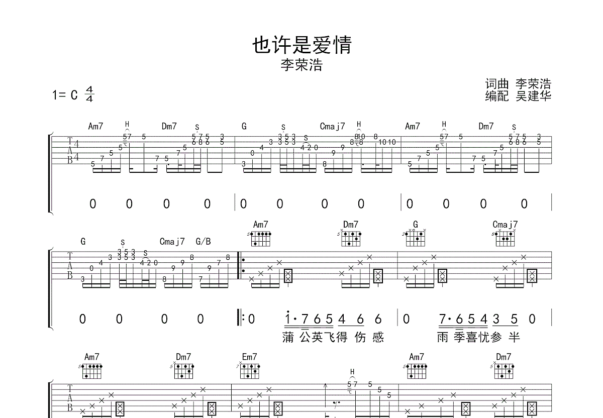 也许是爱情吉他谱预览图