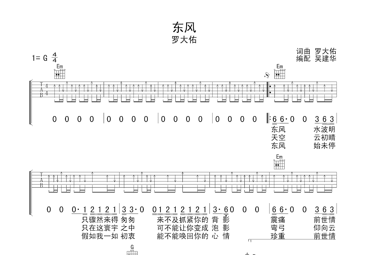 东风吉他谱预览图