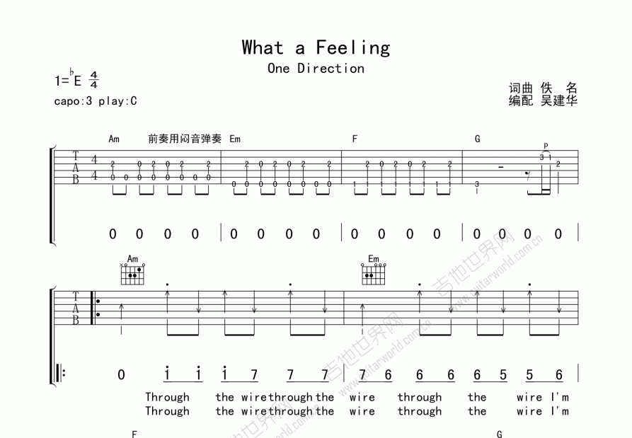 What a Feeling吉他谱预览图