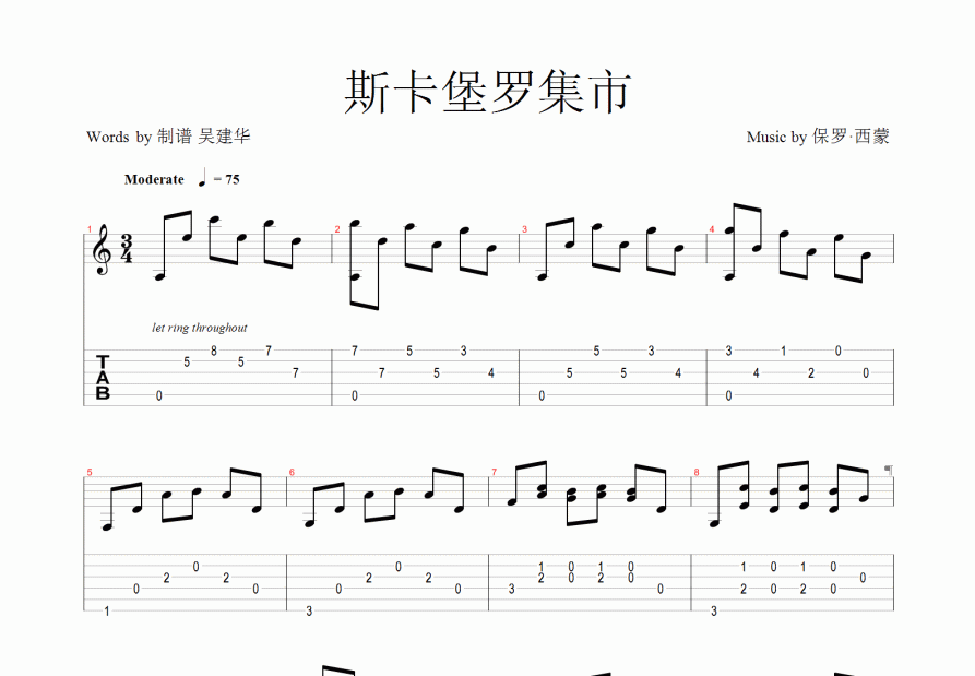 斯卡堡罗集市吉他谱预览图