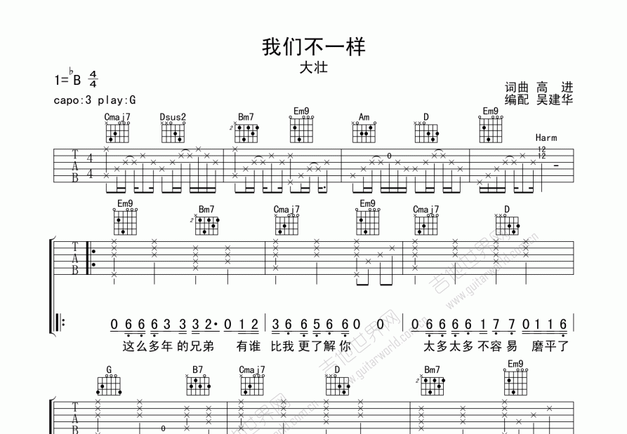 我们不一样吉他谱预览图