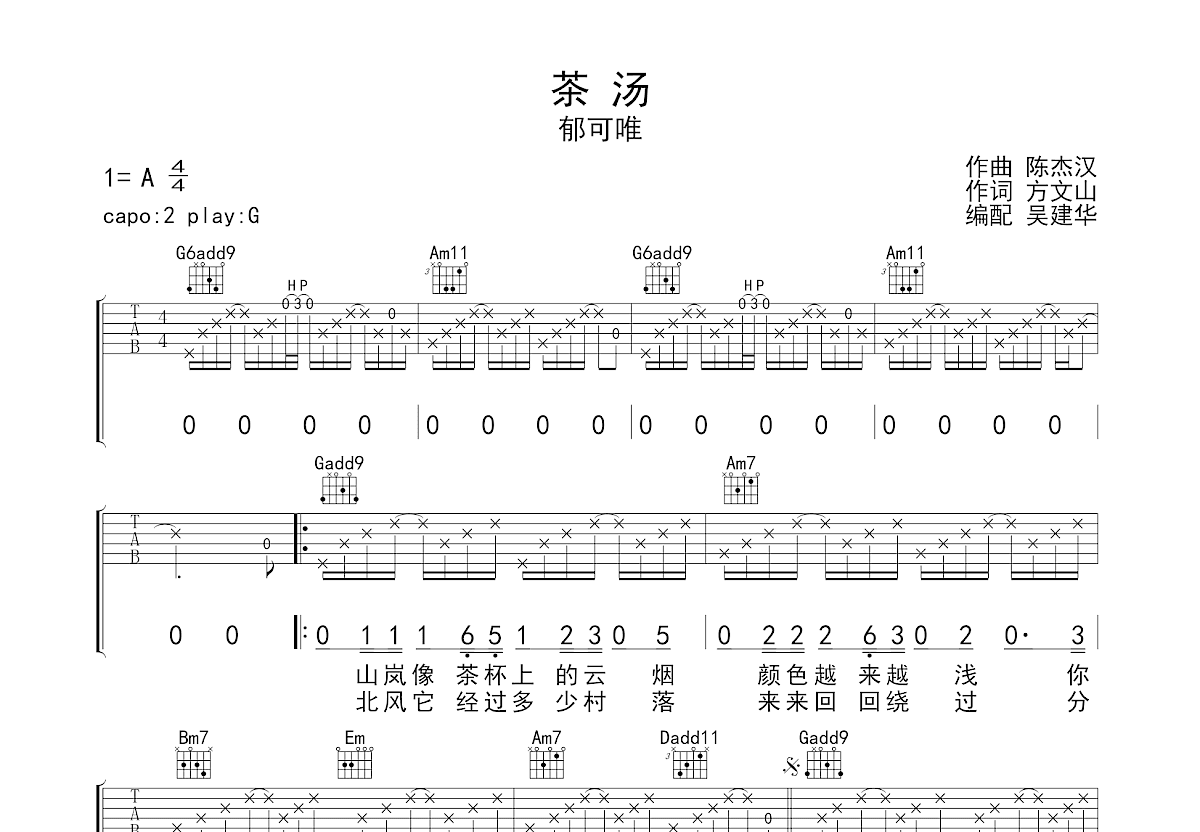 茶汤吉他谱预览图