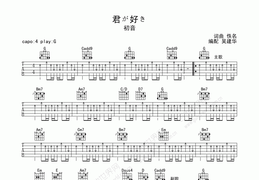 君が好き吉他谱预览图