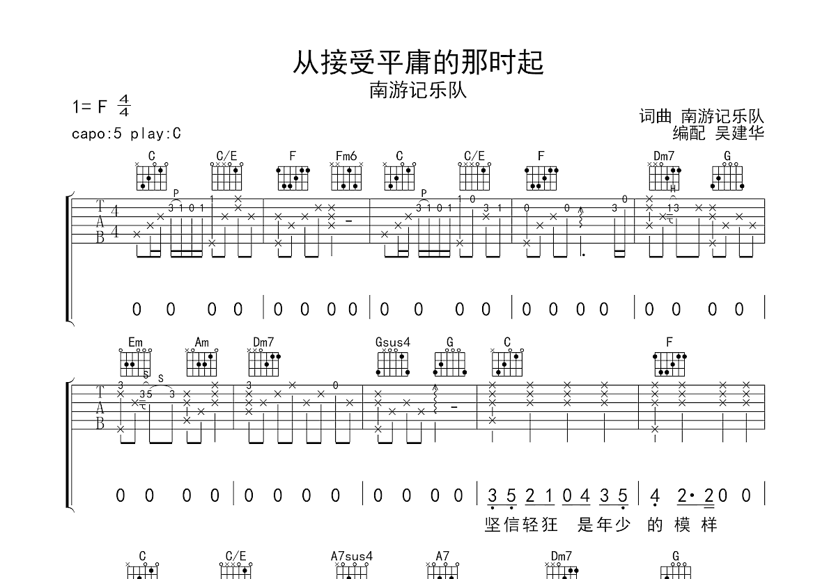 从接受平庸的那时起吉他谱预览图