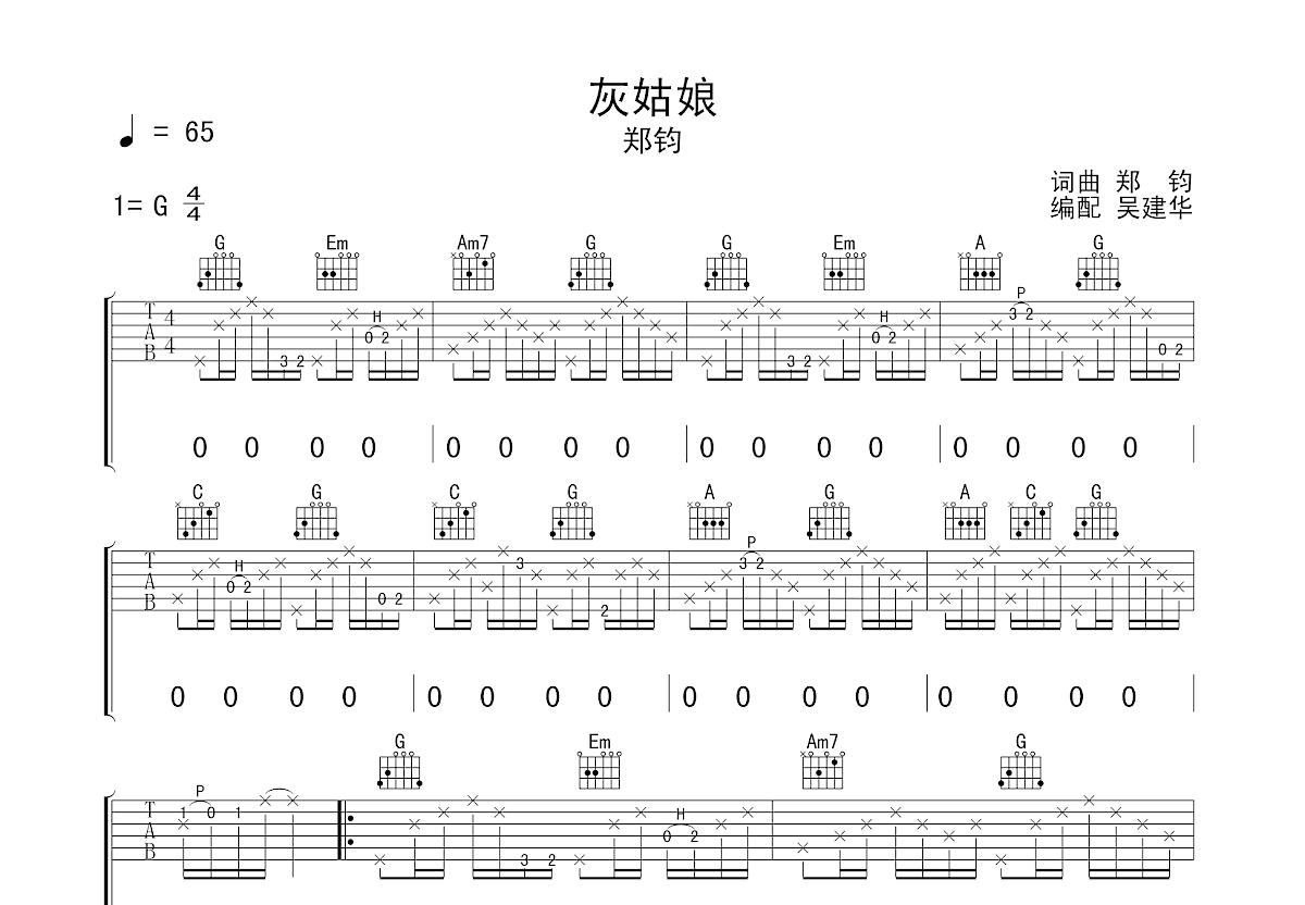 灰姑娘吉他谱预览图