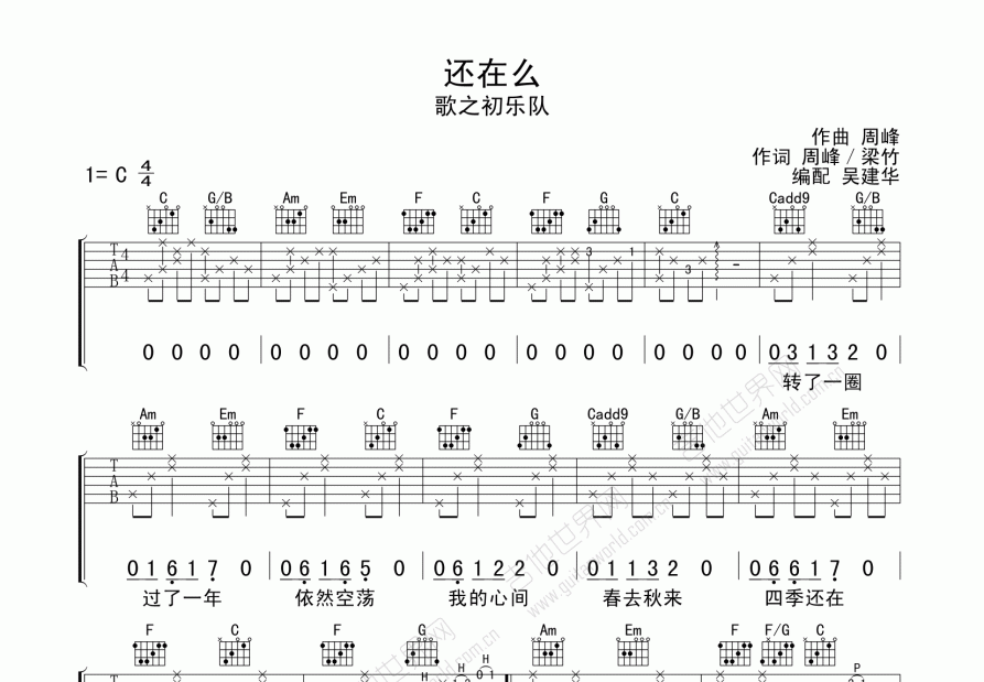 还在么吉他谱预览图