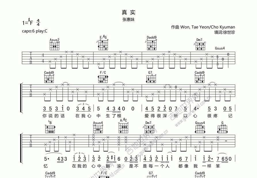 真实吉他谱预览图