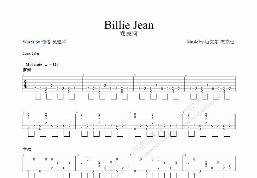 Billie Jean吉他谱预览图