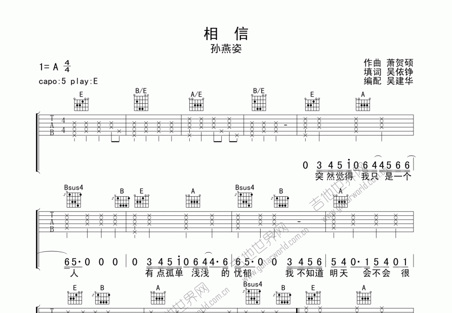 相信吉他谱预览图