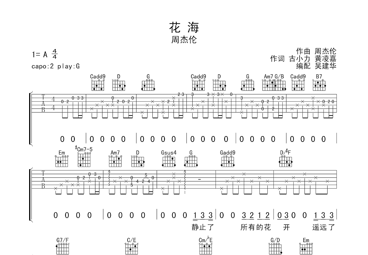 花海吉他谱预览图