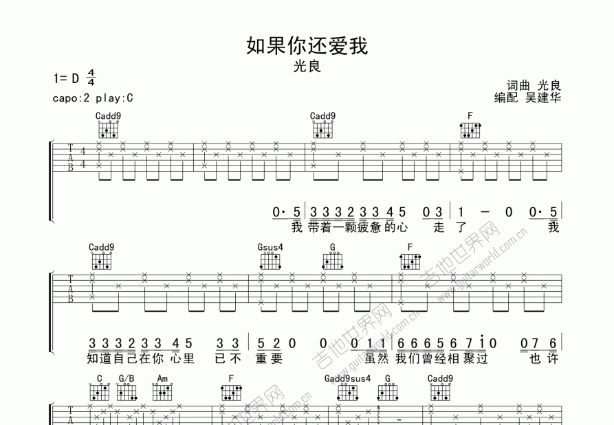 如果你还爱我吉他谱预览图