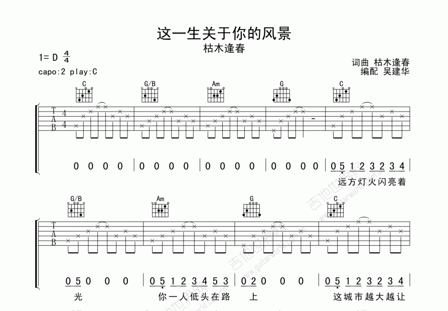 这一生关于你的风景吉他谱预览图