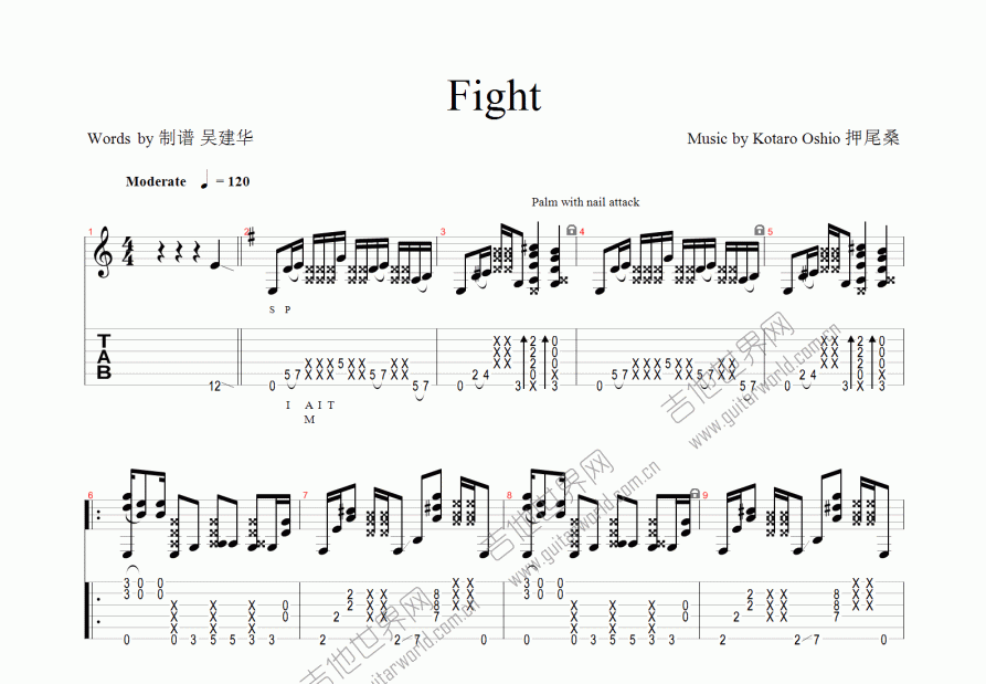 Fight吉他谱预览图