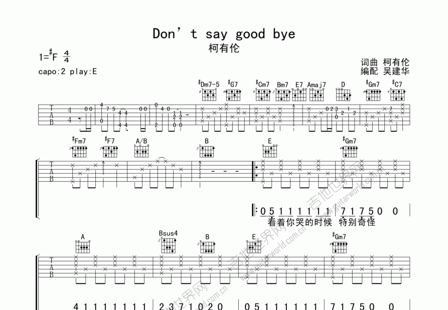 Don’t say good bye吉他谱预览图