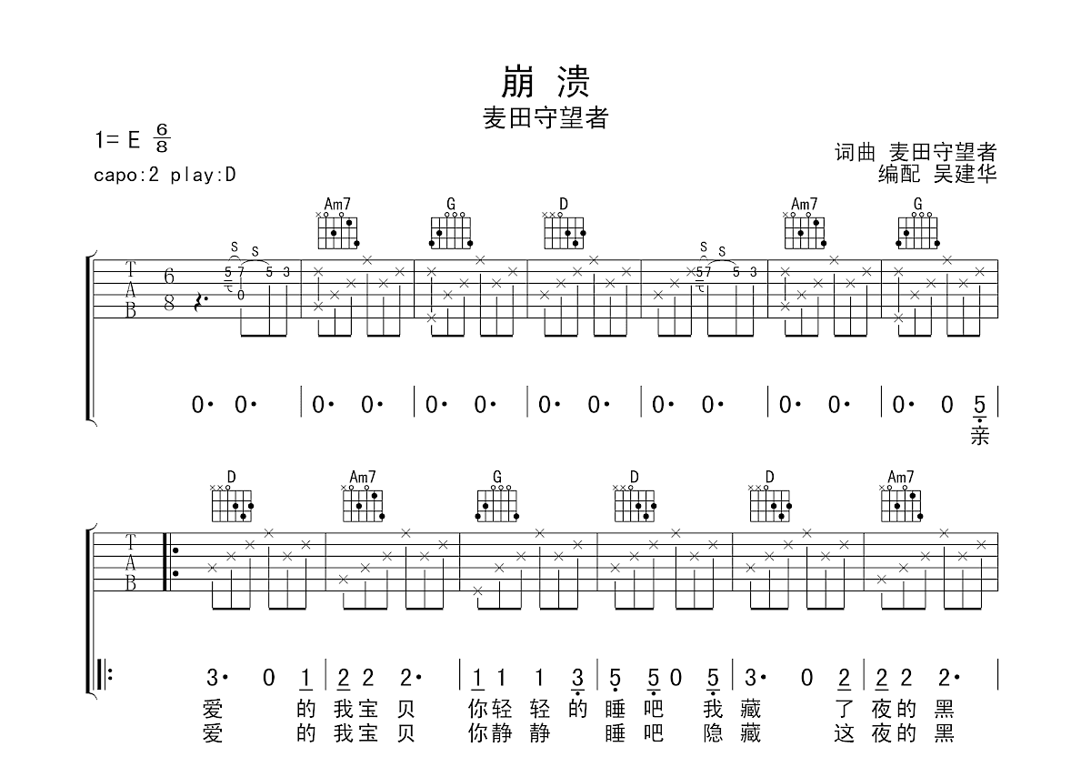 崩溃吉他谱预览图