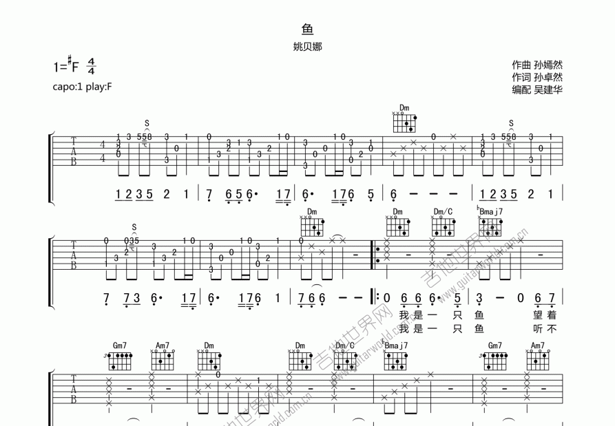 鱼吉他谱预览图