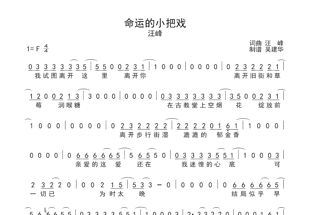 命运的小把戏吉他谱预览图