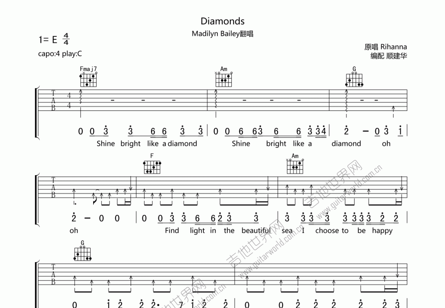 Diamonds吉他谱预览图