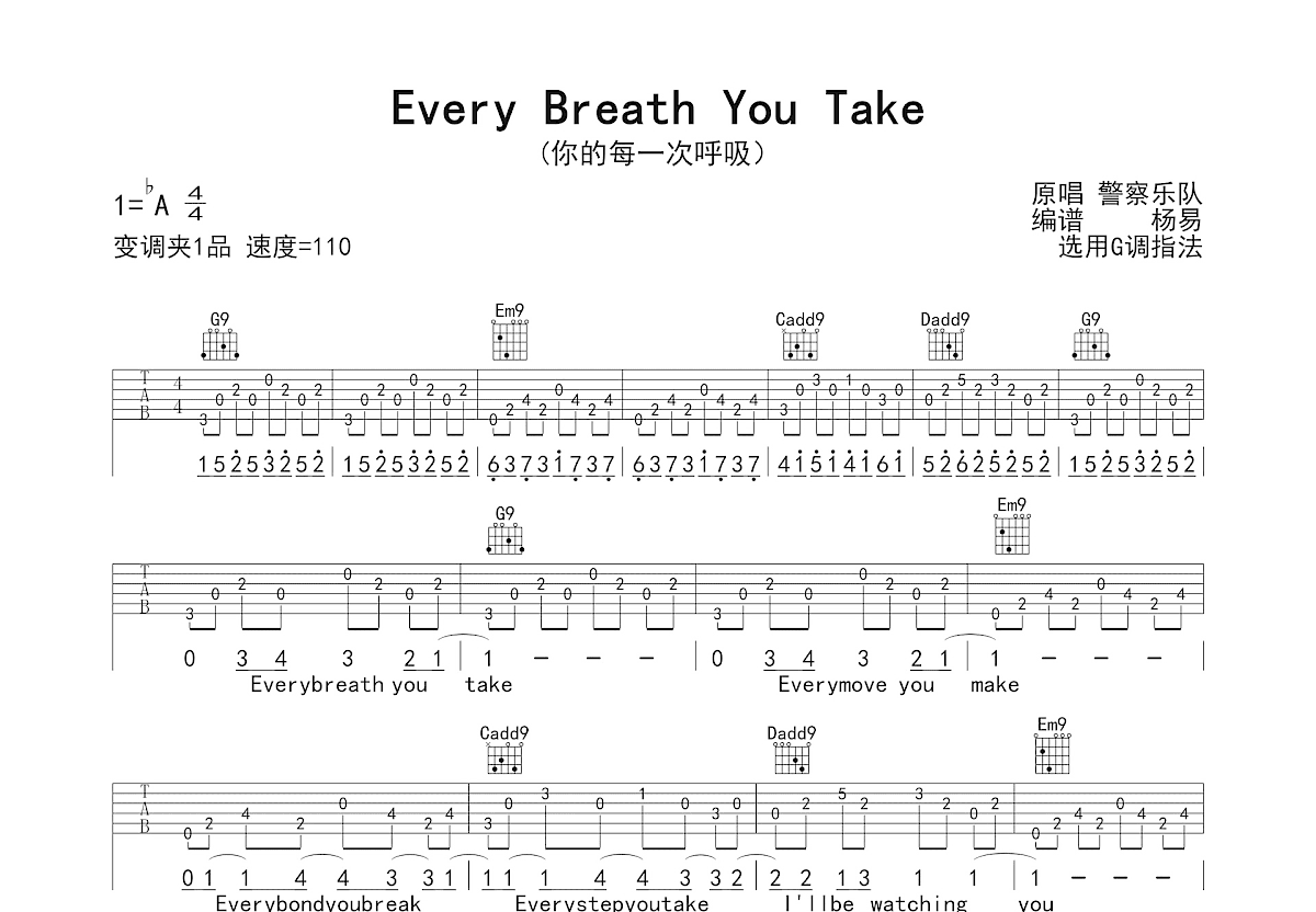 Every Breath You Take吉他谱预览图