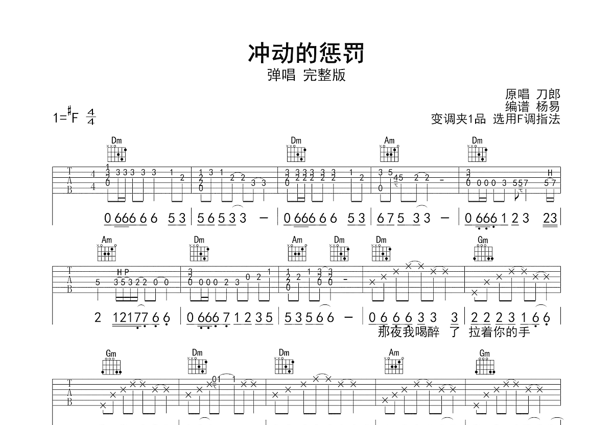冲动的惩罚吉他谱预览图