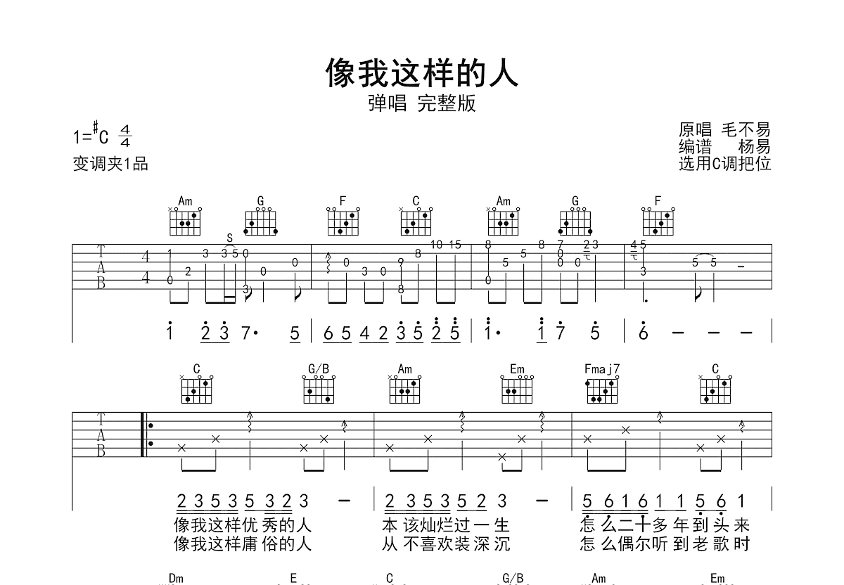 像我这样的人吉他谱预览图