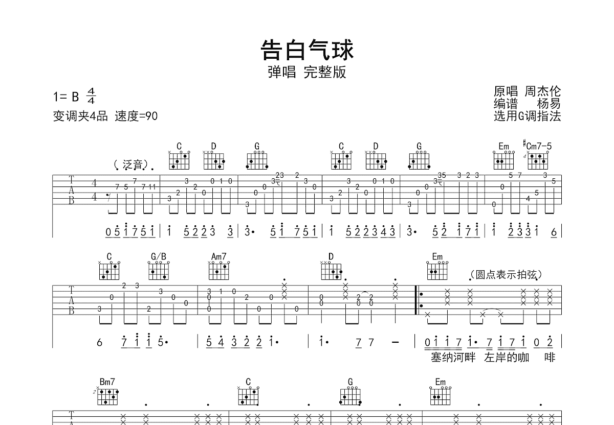 告白气球吉他谱