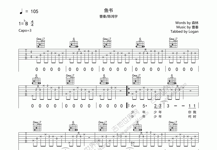 鱼书吉他谱预览图