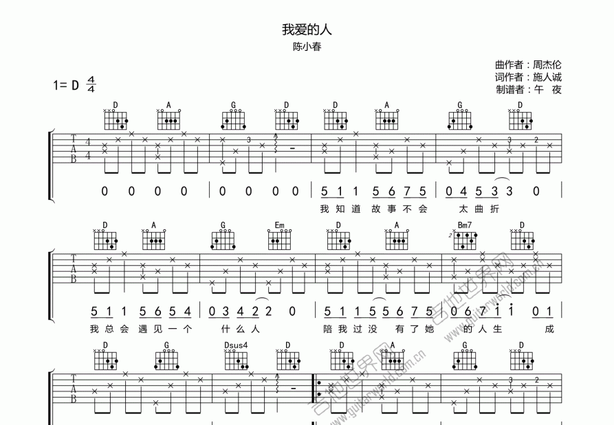 我爱的人吉他谱预览图