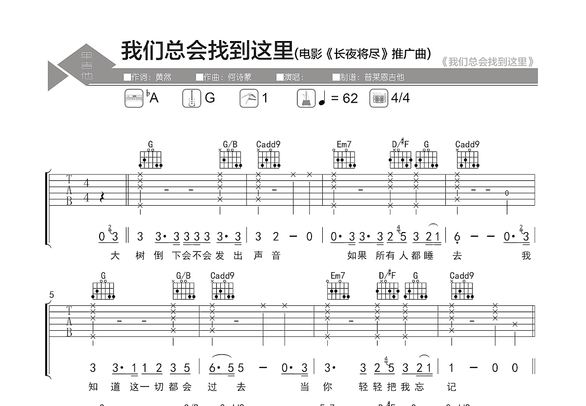 我们总会找到这里吉他谱预览图