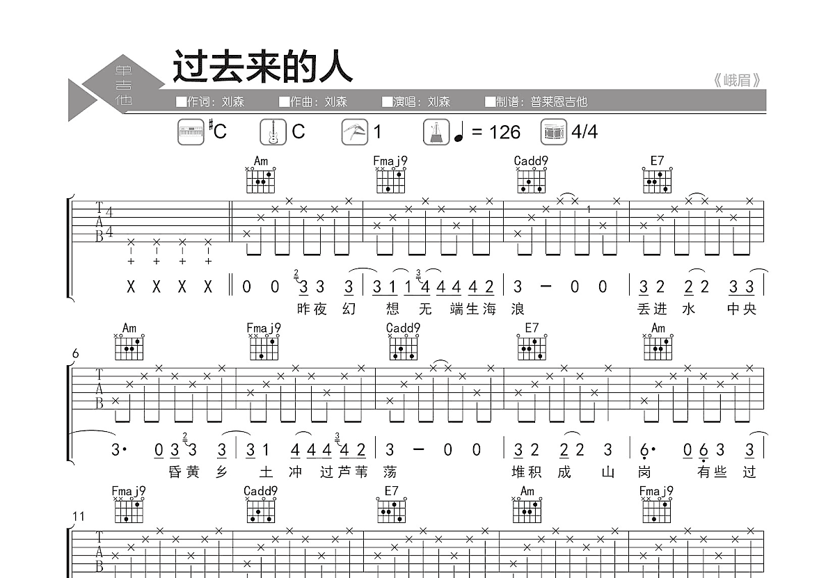 过去来的人吉他谱预览图