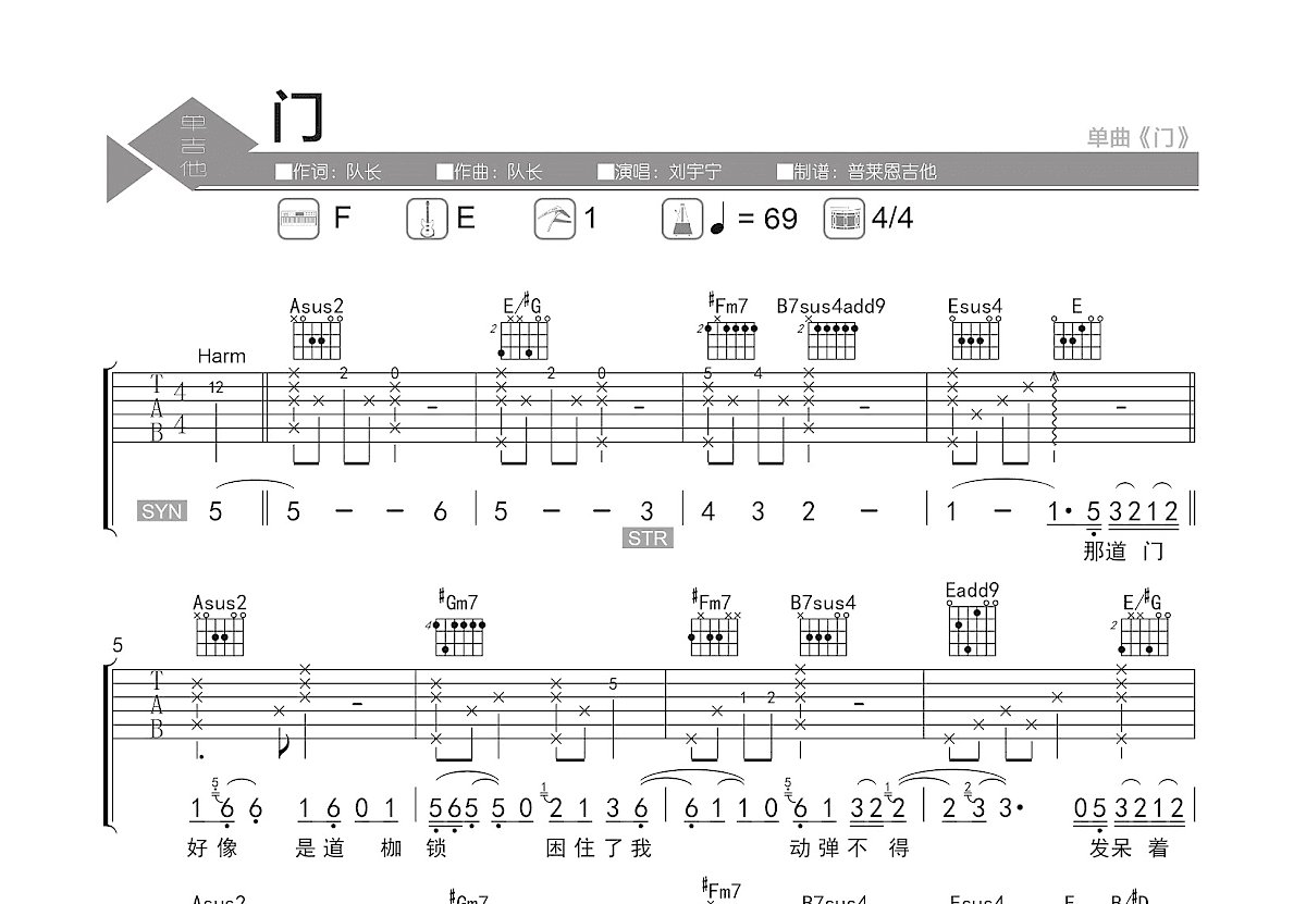 门吉他谱预览图