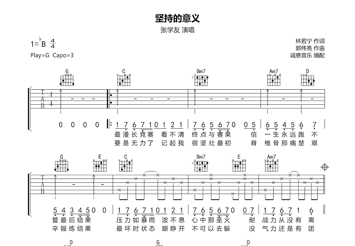 坚持的意义吉他谱预览图