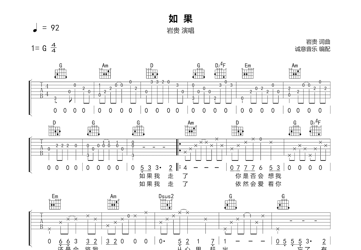 如果吉他谱预览图