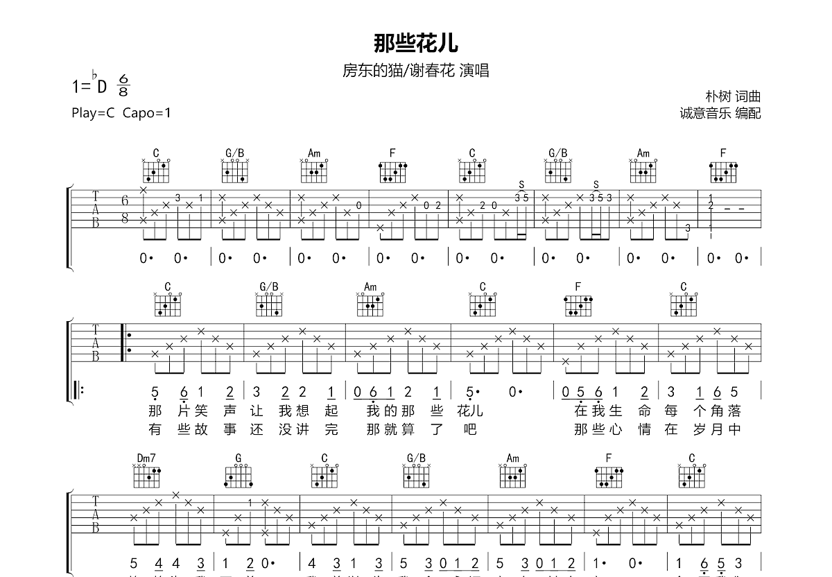 那些花儿吉他谱预览图