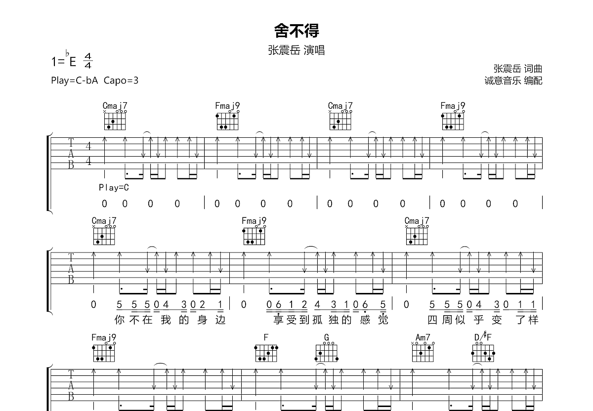 舍不得吉他谱预览图