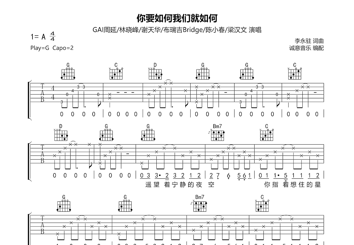 你要如何我们就如何吉他谱预览图