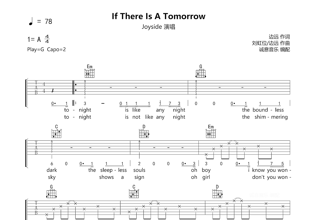 If There Is A Tomorrow吉他谱预览图