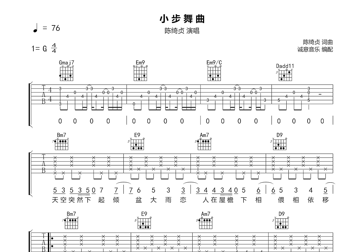 小步舞曲吉他谱预览图