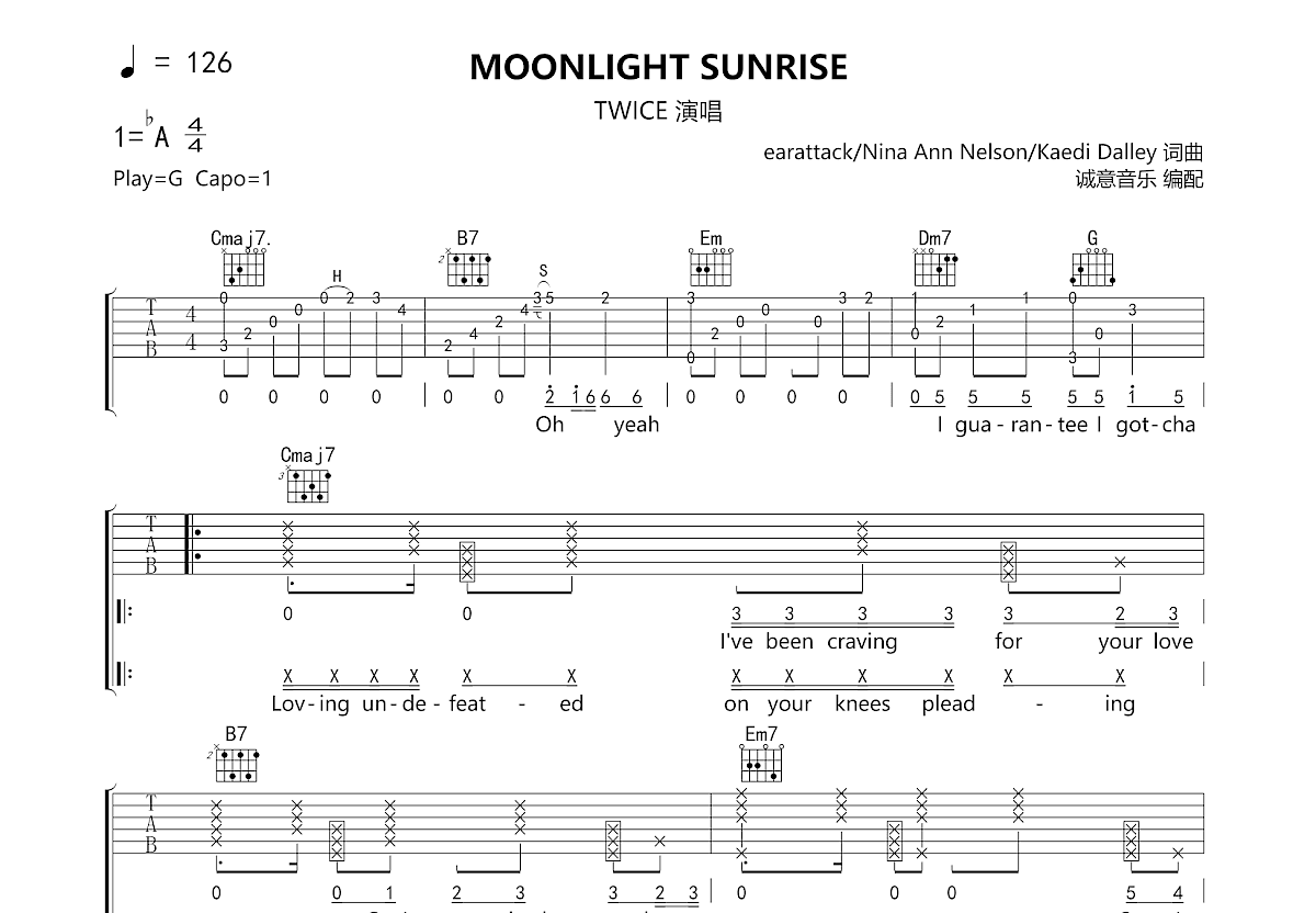 MOONLIGHT SUNRISE吉他谱预览图