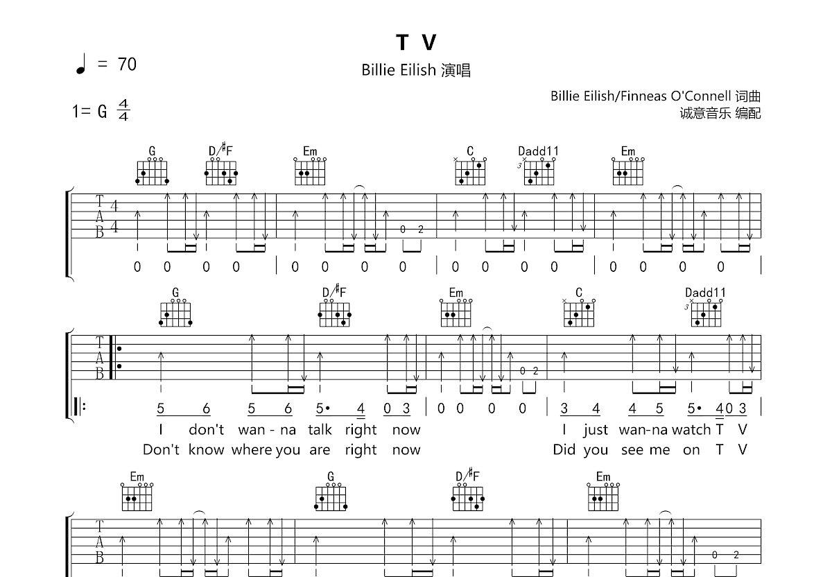 TV吉他谱预览图