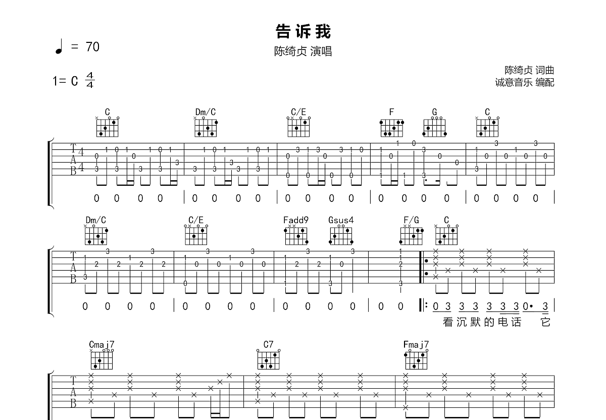 告诉我吉他谱预览图