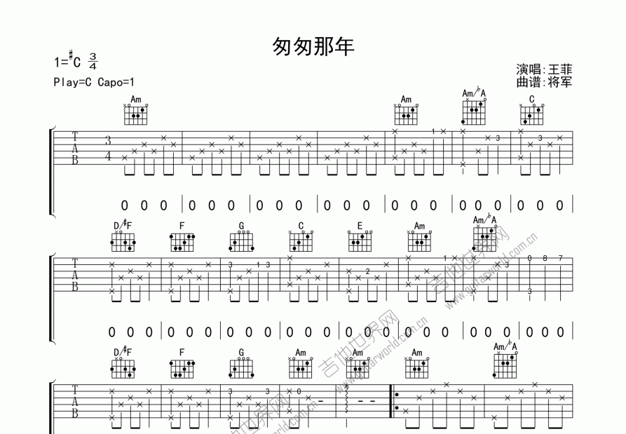 匆匆那年吉他谱预览图