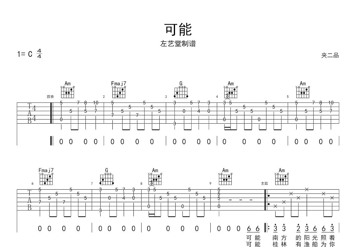 可能吉他谱预览图