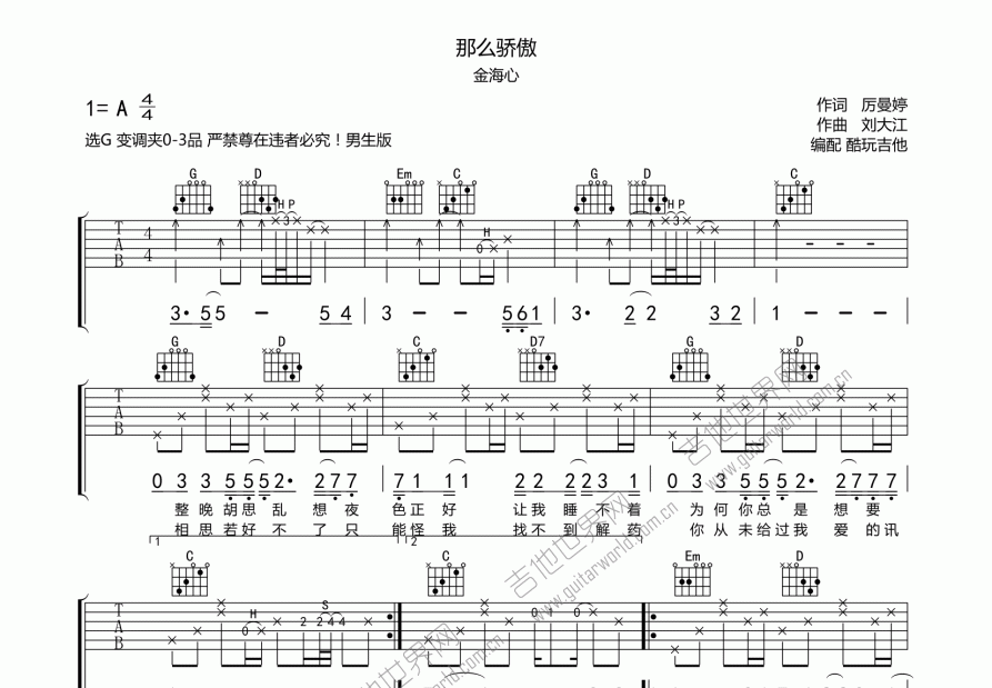 那么骄傲吉他谱预览图