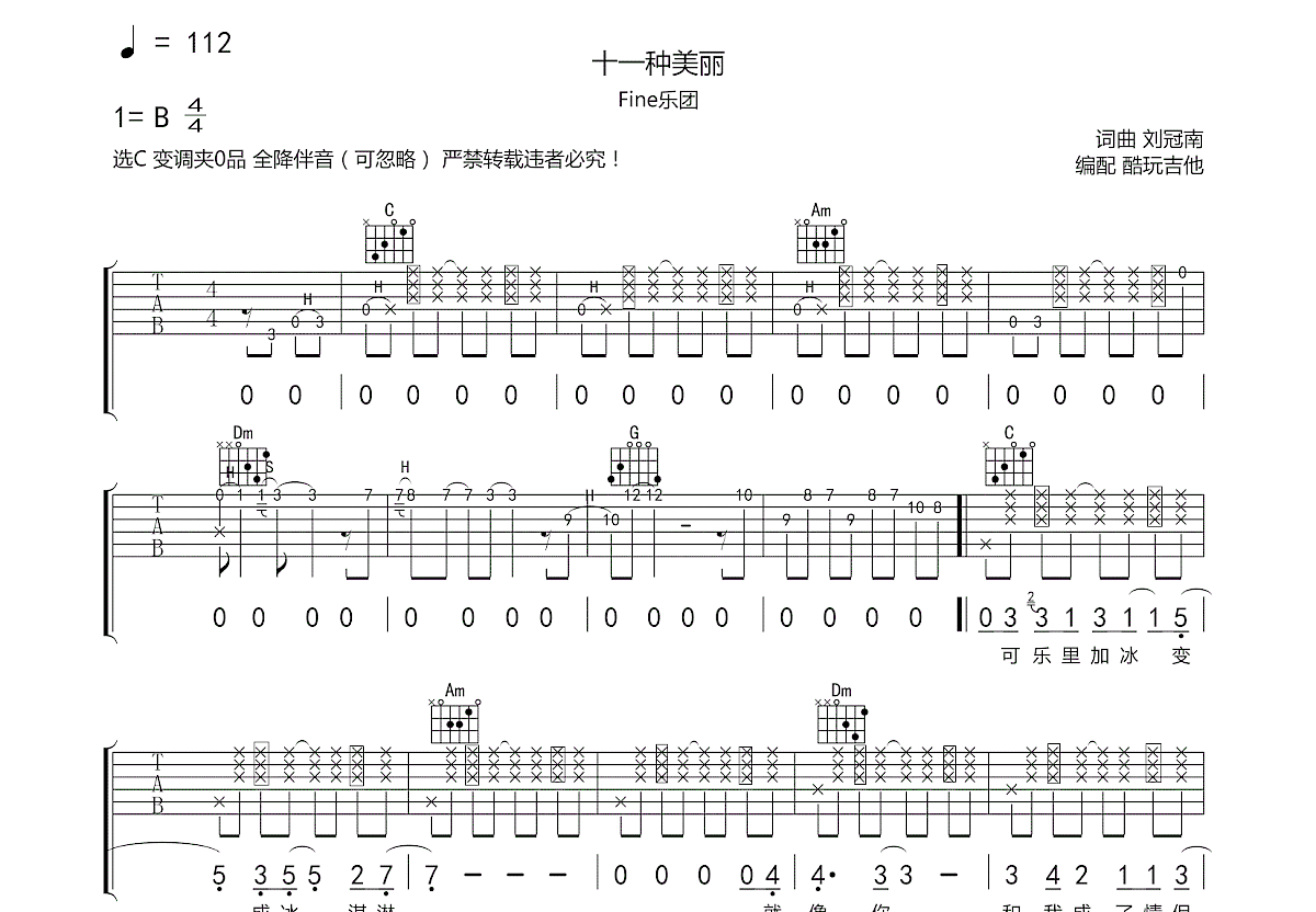 十一种美丽吉他谱预览图