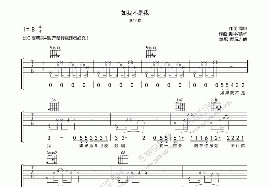 如果我不是我吉他谱预览图