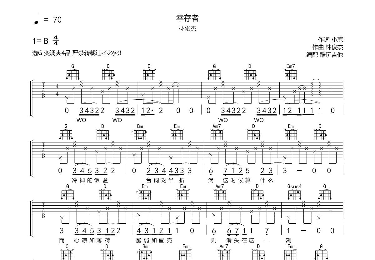 幸存者吉他谱预览图