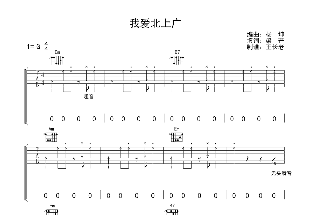 我爱北上广吉他谱预览图