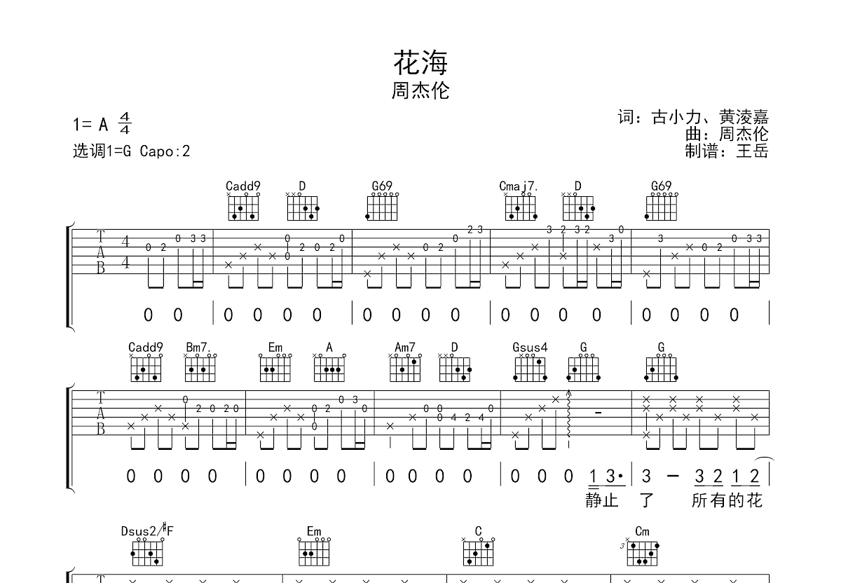 花海吉他谱预览图