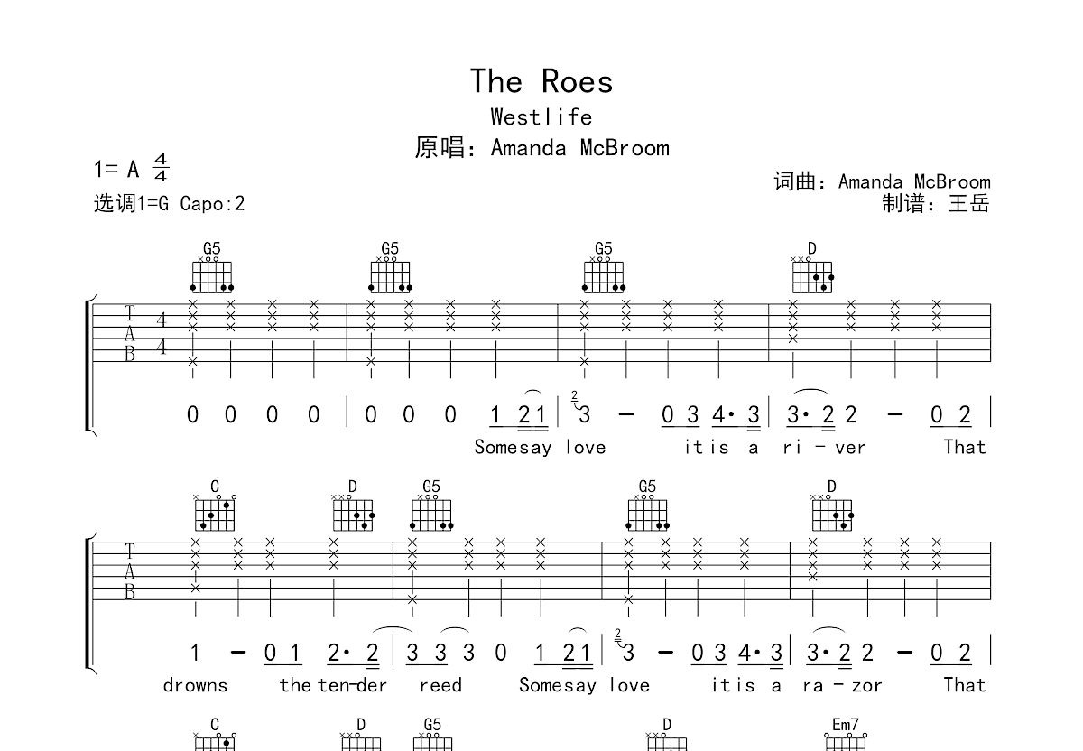 the rose吉他谱预览图